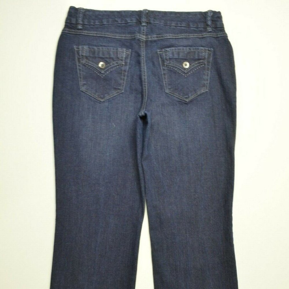 JEANSTAR Size 8 Womens STRAIGHT Leg STRETCH Dark Wash LOW RISE‎ Denim Blue Jeans